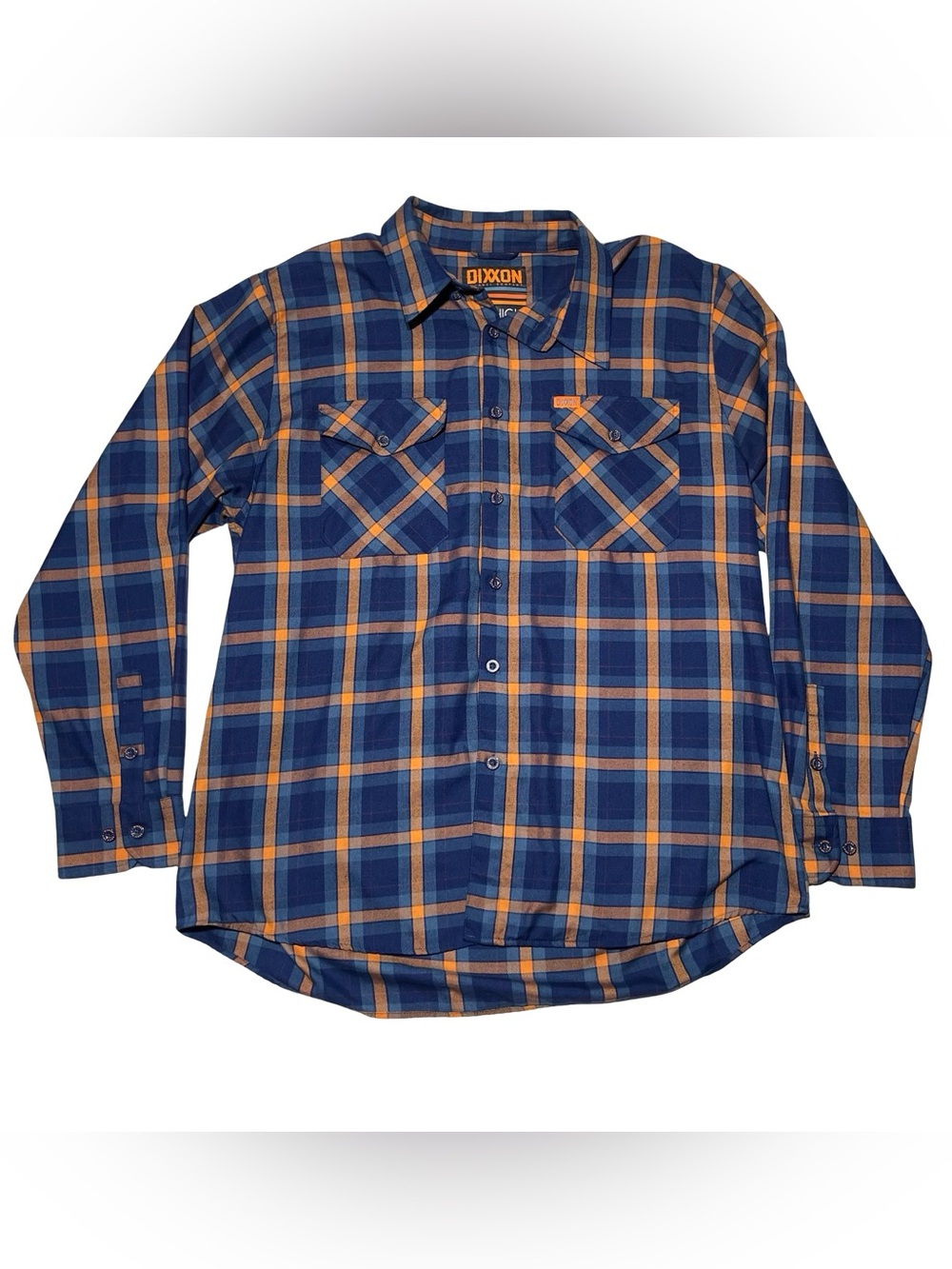 Dixxon Flannel Shirt Mens 2XL Blue Plaid Long Sleeve Button Down High Fives